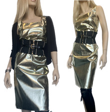 Dolce & Gabbana IT42 gold dress fabric imitation leather