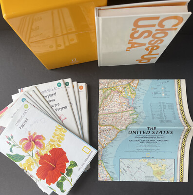 Vintage 1986 National Geographic Society Close-Up USA Map Box Set COMPLETE EUC