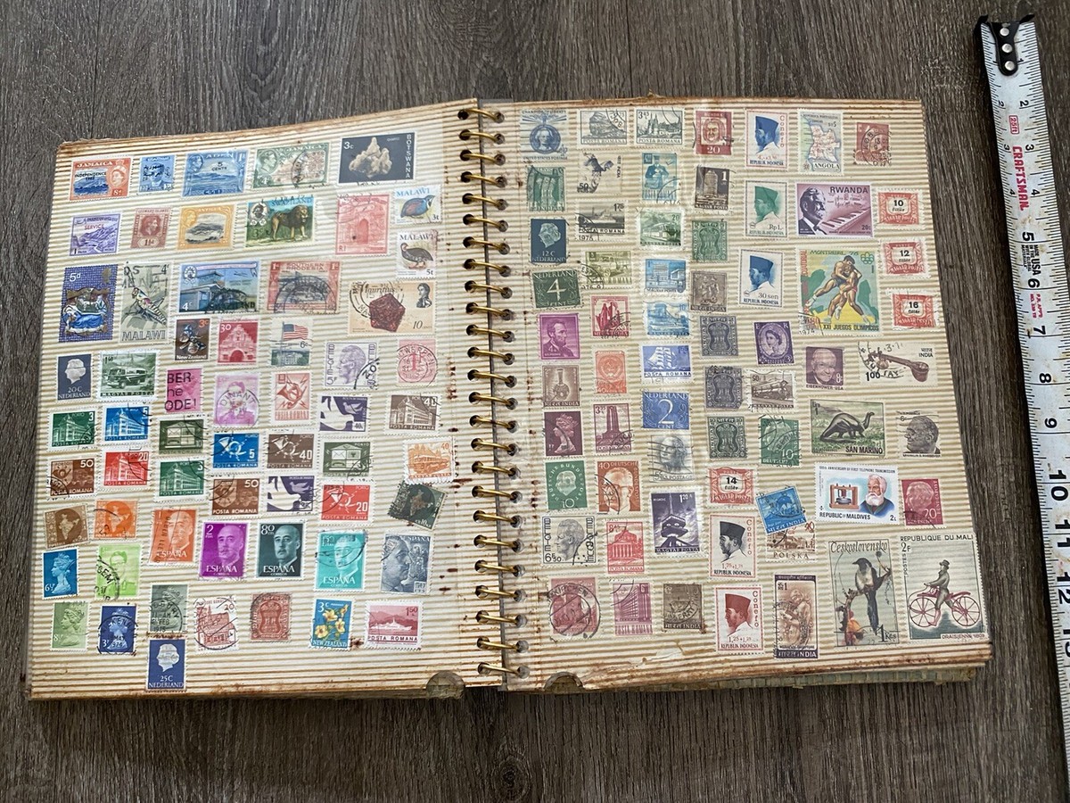 Vintage Stamp Collection Lot Book 100's Of Stamps Postage Post