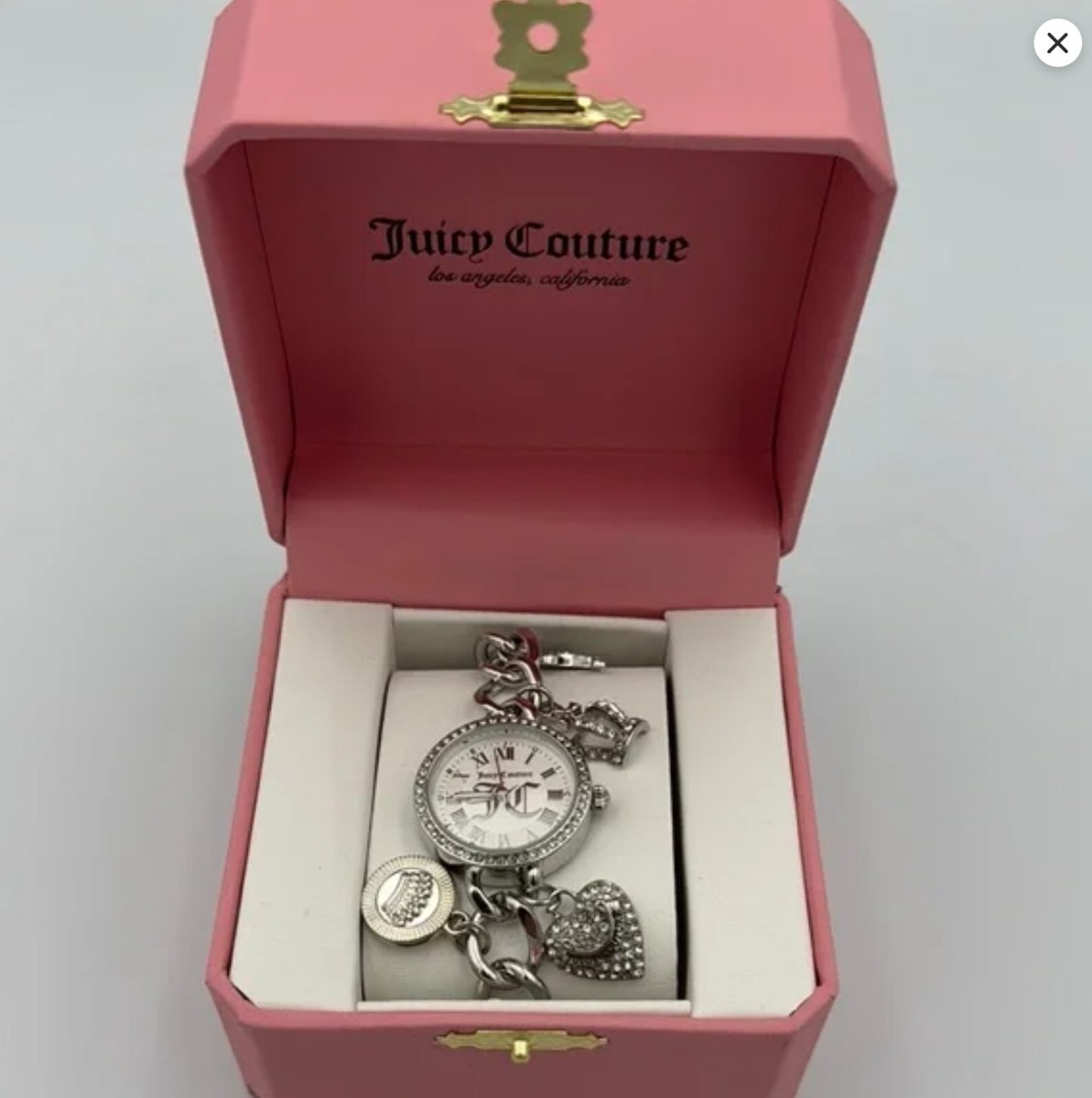 Juicy Couture Silver Tone Hanging Charm Watch . Brand New In Box