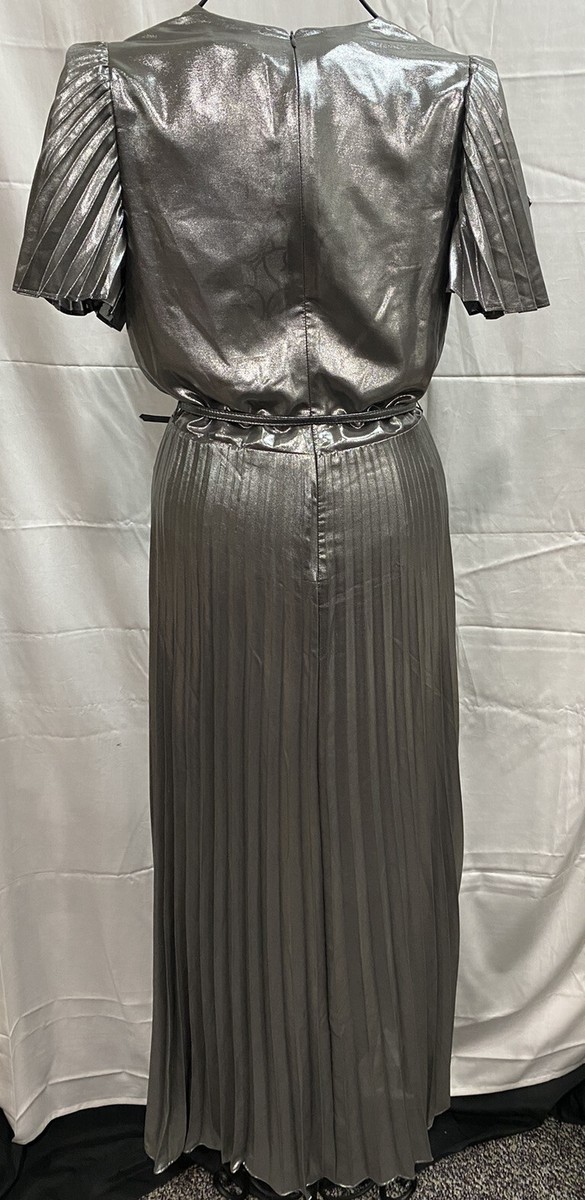Lauren Ralph Lauren Metallic Silver Fit & Flare Chiffon Pleated Dress -2 | eBay Lauren Ralph Lauren Metallic Silver Fit & Flare Chiffon Pleated Dress -2 | eBay