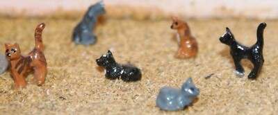 6 Katzen F144 UNBEMALT OO Scale Langley Models Bausatz 1/76 Tiere Metall