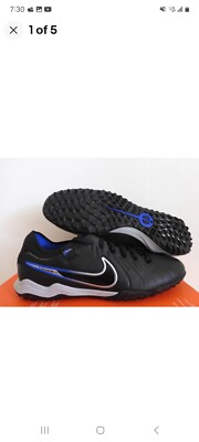 NIKE TIEMPO LEGEND 10 PRO TF ''TURF'' BLACK-CHROME HYP ROYAL SZ 7.5 [DV4336-040]