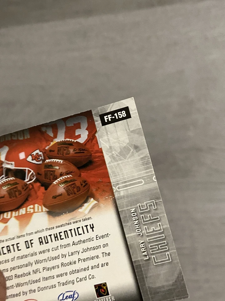 2003 Leaf Certified Materials Mirror Blue | Larry Johnson | 40/50 | FF-158 - Image 4 of 4