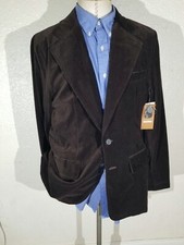 NEW Wide Lapel 40R Brown velvet velour cotton Blazer Smoking Jacket Sport Coat