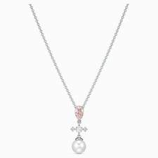 Image of Genuine Swarovski Perfection Necklace Pink Crystal Pearl Rhodium Plated 5516591