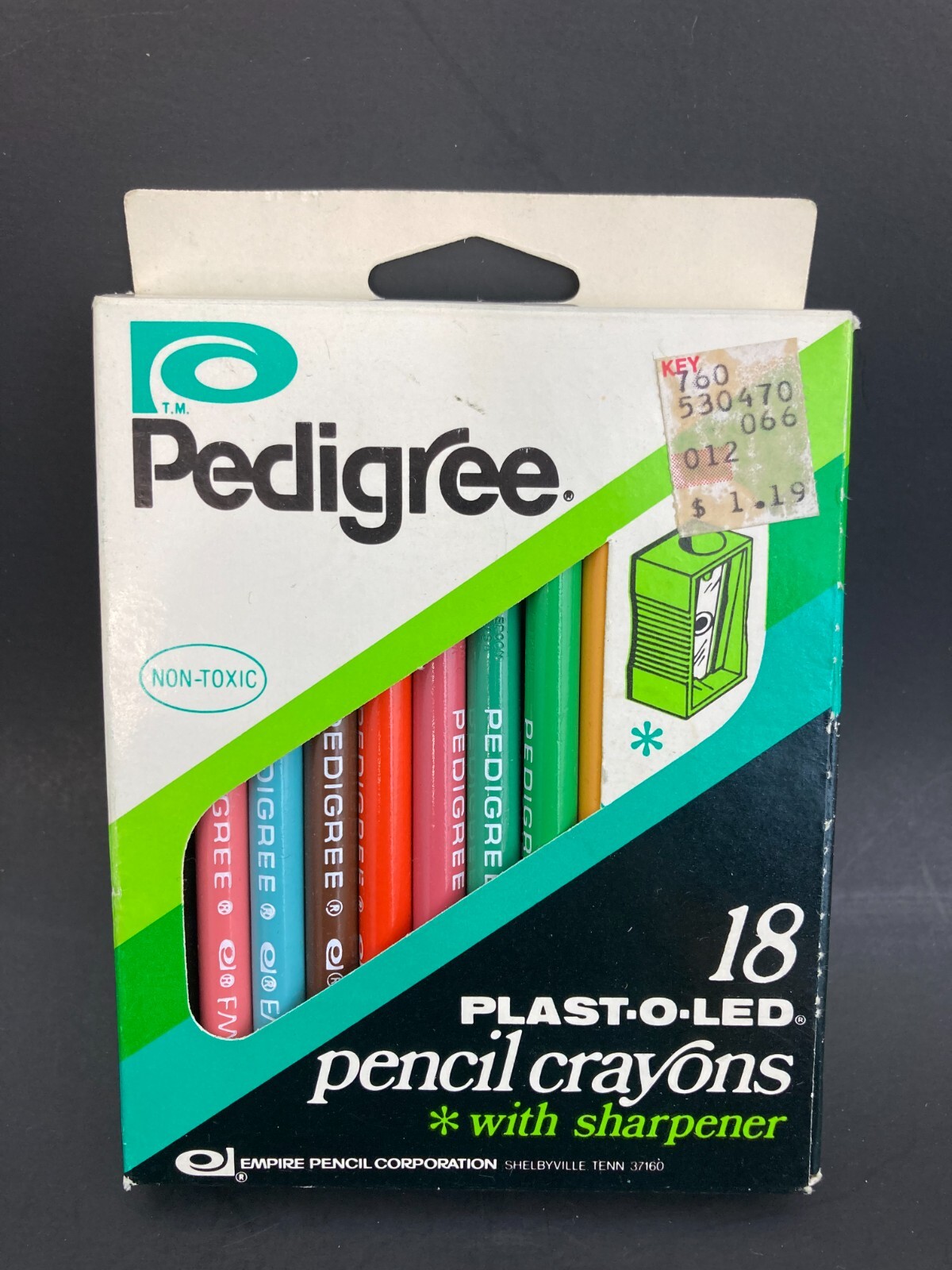 Empire Pedigree Colored Pencils Crayons w/ Sharpener Plast-o-Led Vtg 1974 USA