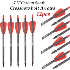 7.5" Crossbow Bolts Arrows Carbon Shaft Target Tips Bow Archery Shooting 12P