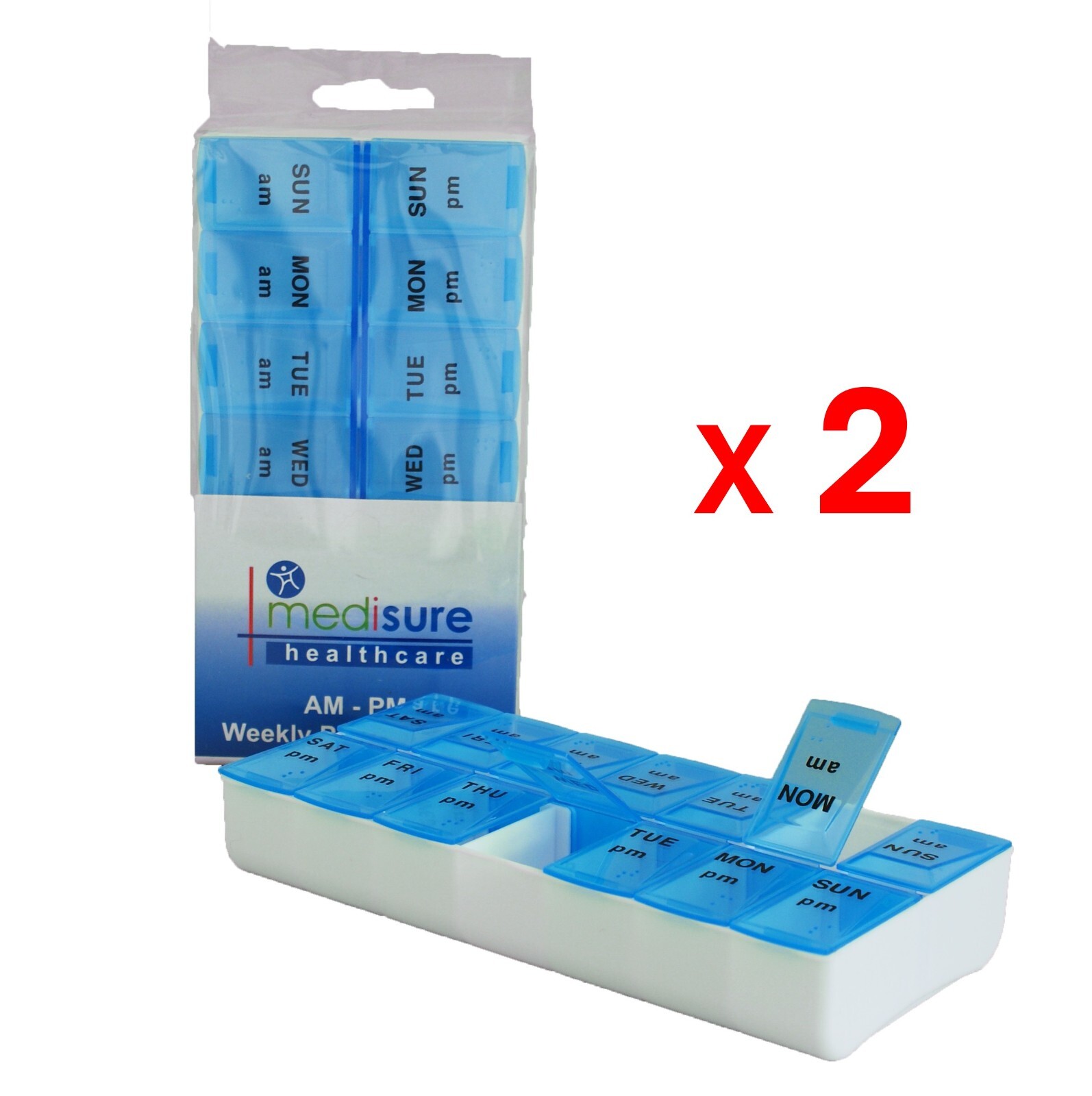 MEDISURE - AM-PM WEEKLY PILL ORGANISER  2 PACK - BRAND NEW