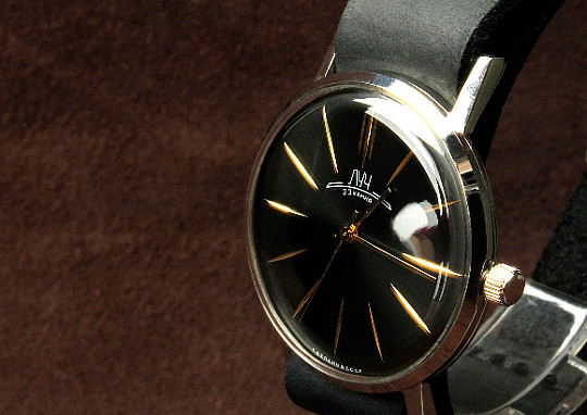 Men's LUCH Mechanical Watch Luxury Ultra SLIM leather strap POLJOT De Luxe