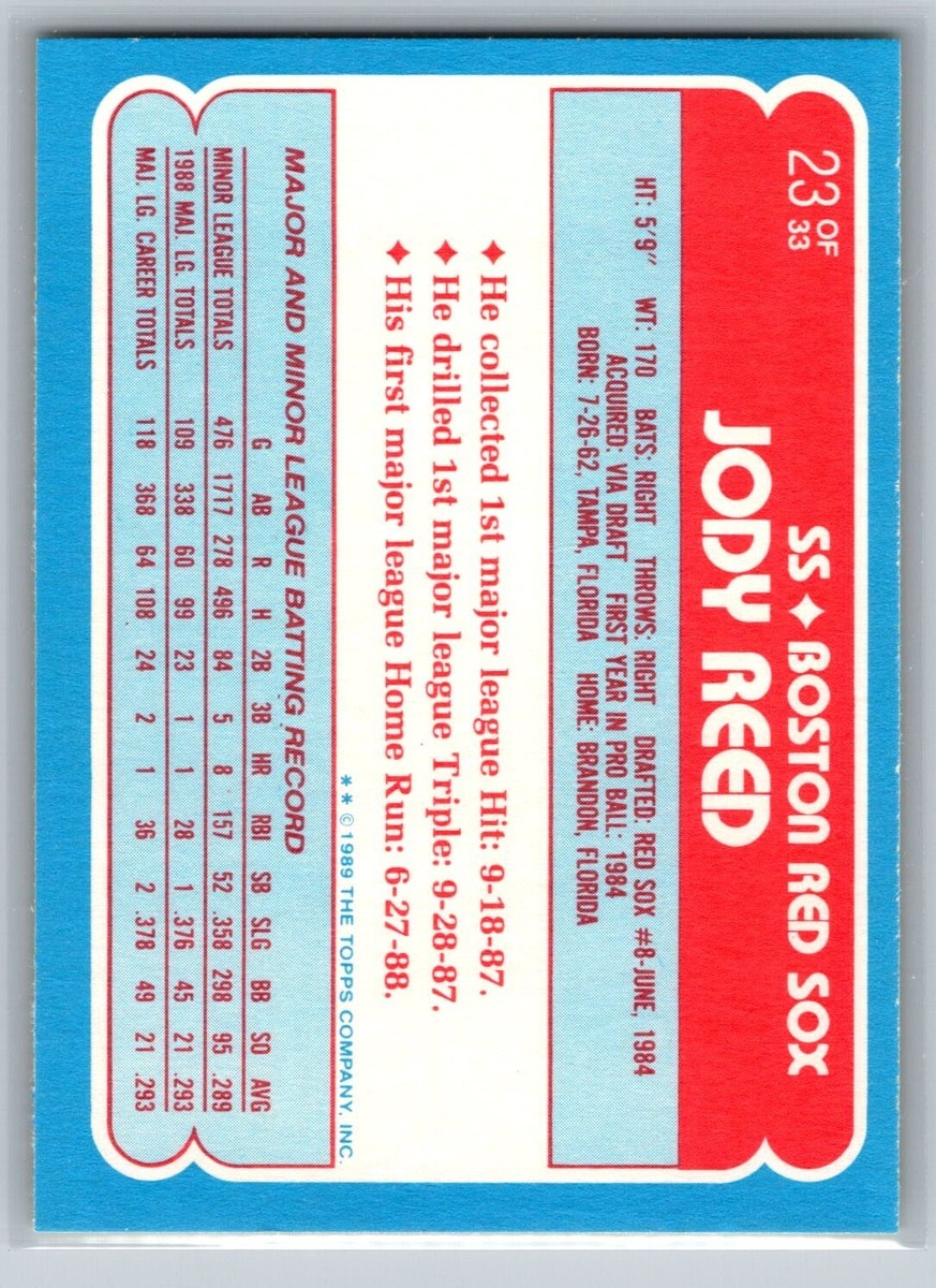 1989 Topps Toys-R-US Rookies #23 - Jody Reed - Boston Red