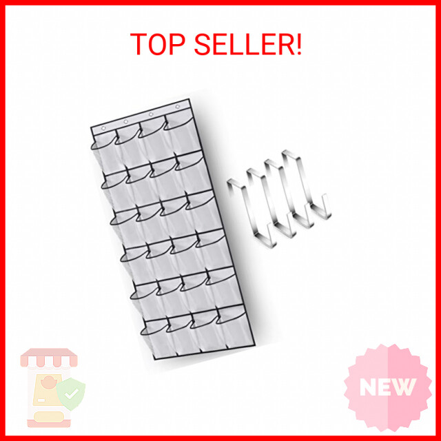MISSLO White Over Door Shoe Organizer with 24 Spacious Mesh Pockets-image