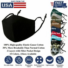 Face Mask Reusable Washable S/M/L/XL Adjustable 3D 100 Cotton Unisex