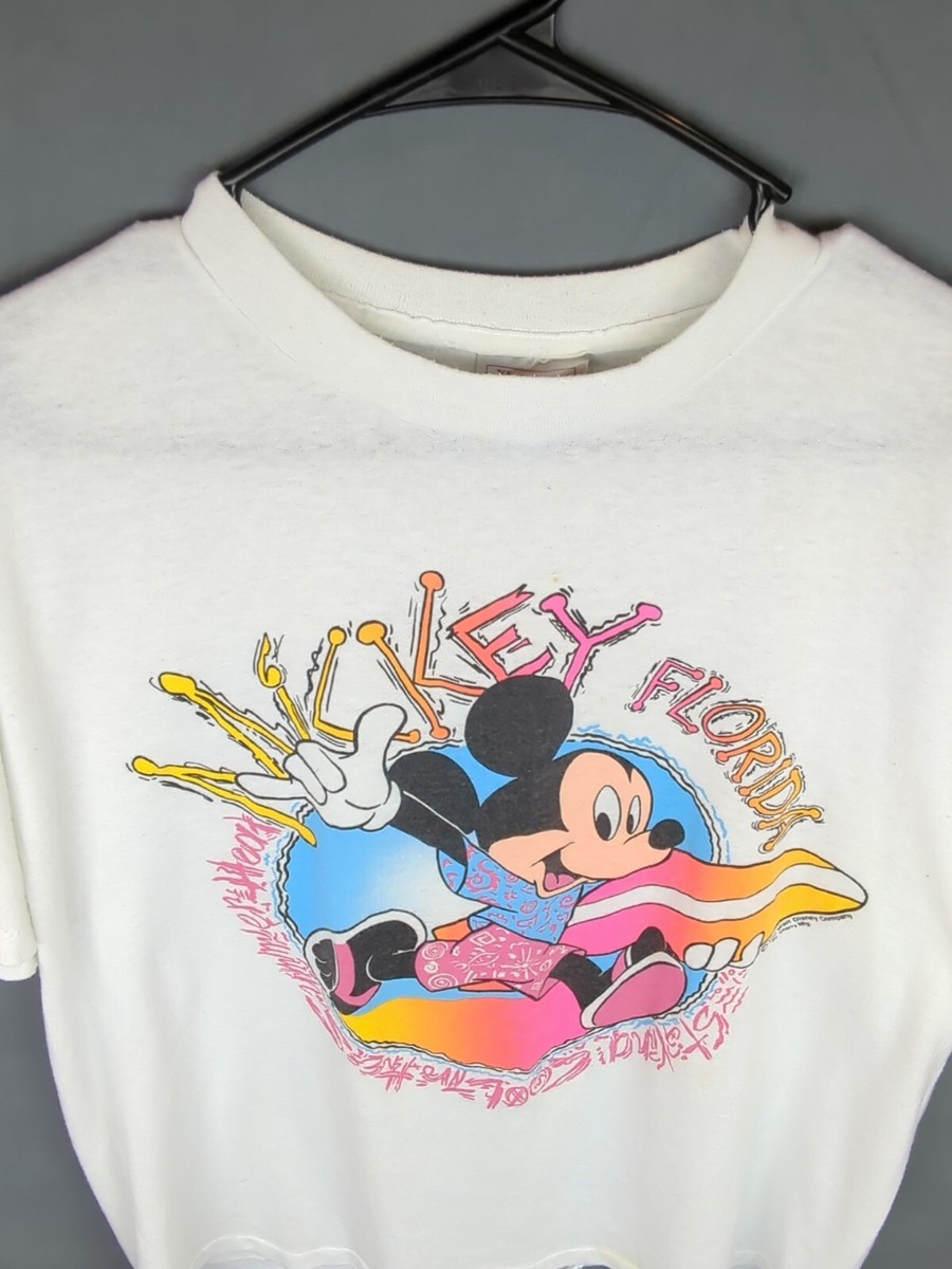 Vintage Mickey Mouse Florida Surf T SHIRT Sherry Mfg Single Stitch