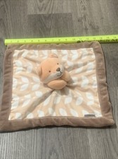 Carters Plush Fox Lovey Security Baby Blanket Tan with White Leaves Lovey