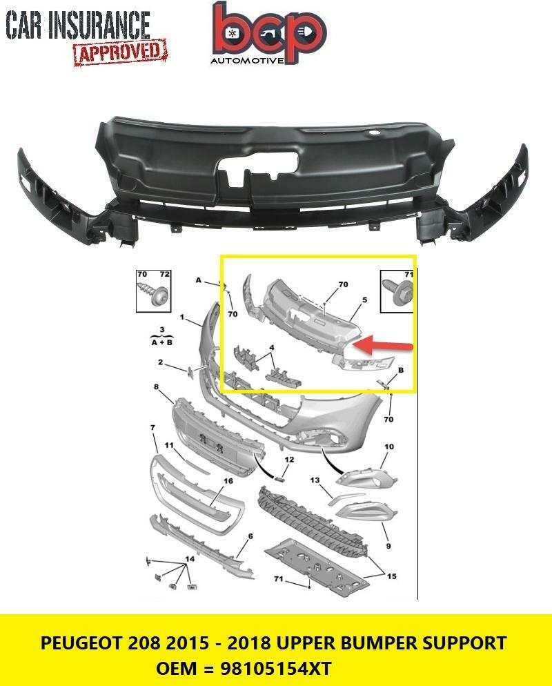 PEUGEOT 208 2015 2020 FRONT BUMPER BRACKET UPPER SLAM PANEL