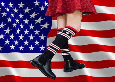 S13  Kniestrumpf Stiefel Highschool College Style 80's schwarz mit Sternen