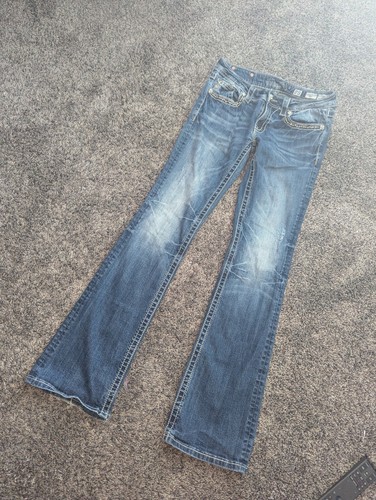 MISS ME Jeans size 29 Blue Bootcut Low Rise Vintage Y2k Denim Pants - Picture 3 of 9