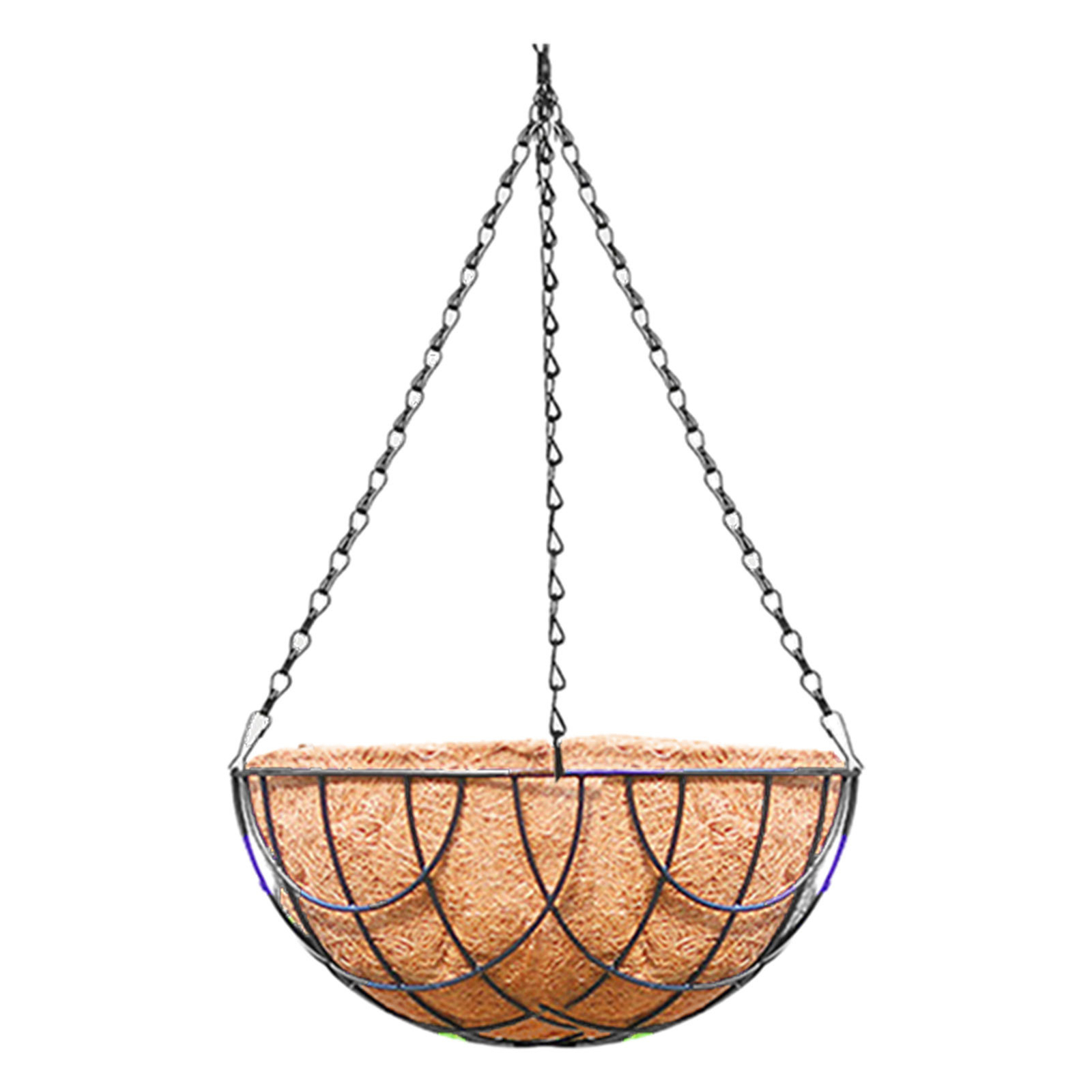 Plant Hanger Hanging Basket Planter with Coco Liner Round + Black Chain