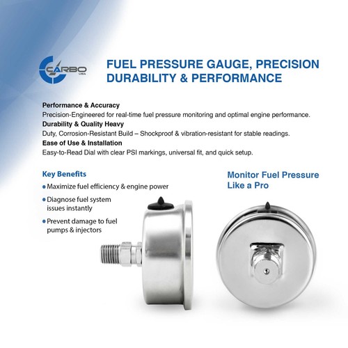 CARBO Gauge 0-60 psi Fuel Pressure Oil Pressure 1.5" Liquid Filled, Black Dial - 第 4/6 張圖片