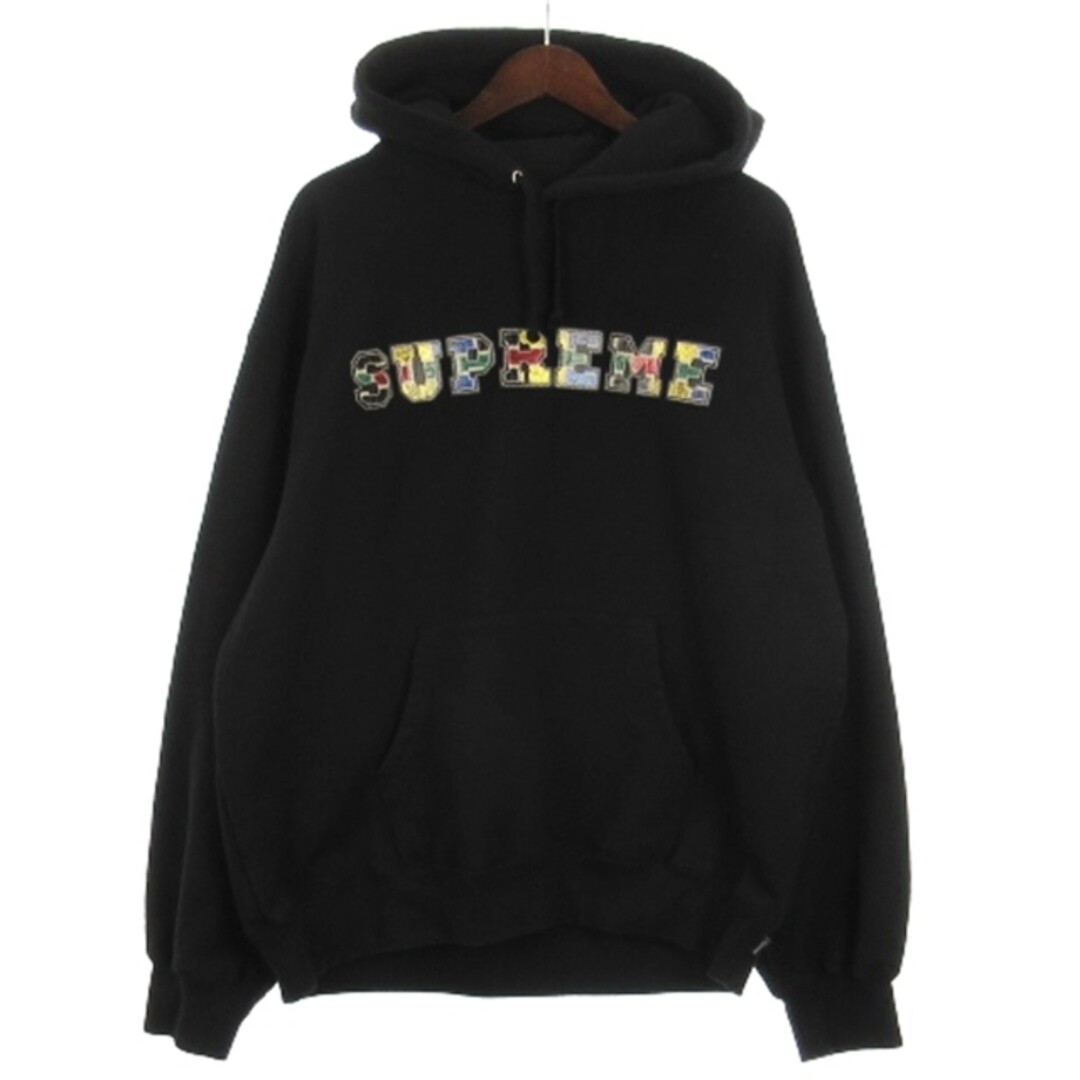 Supreme 23FW Collegiate Patchwork Leather Hooded Sweatshirt Supreme 23FW Collegiate Patchwork Leather Hooded Sweatshirt