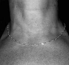 Italian Made Figaro Chain 060-2.3MM .925 Solid Sterling Silver Necklace 16"- 30"