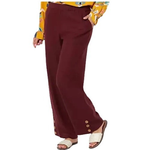 Denim NaturalsRegular Linen Blend Side Button Ankle Pants XL A500902