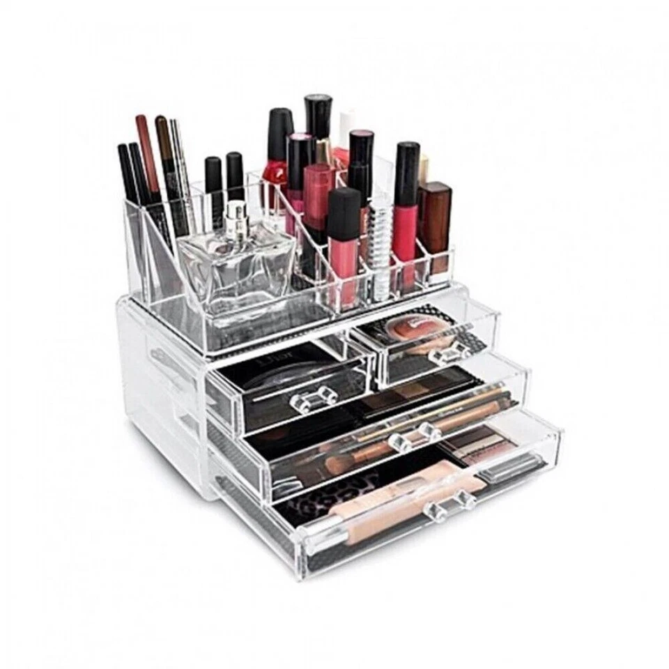 Organizer Box Porta trucco Portagioie Espositore Cosmetici 4 Cassetti 12 Box - Immagine 3 di 4