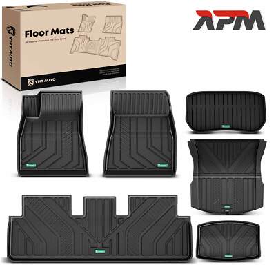 6x Gummimatten Automatten Fußmatten Schwarz TPE Vorne Hinten für Tesla Model 3