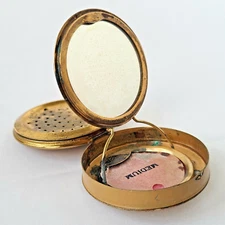 Vintage Art Deco Norida Enamel Rouge Powder Compact Case Fold Out Vanity Mirror