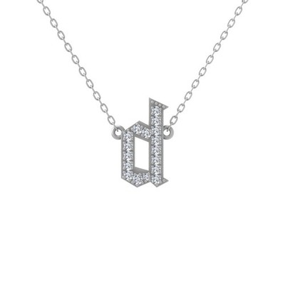 Sterling Silber Lab Grown Diamant Initiale d Halskette 18'' Silber Kabel Kette