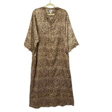 VTG Valentino Intimo Robe Sz M Satin Long House Dress Gown Leopard Animal Print
