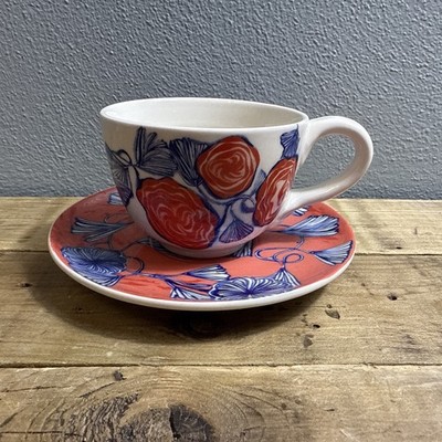 Anthropologie Ruan Hoffmann Jardin Des Plantes LOVE MORE Cup Saucer Set