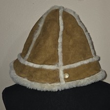 Ugg Brown Shearling Sheepskin Panel Bucket Hat One Size Winter