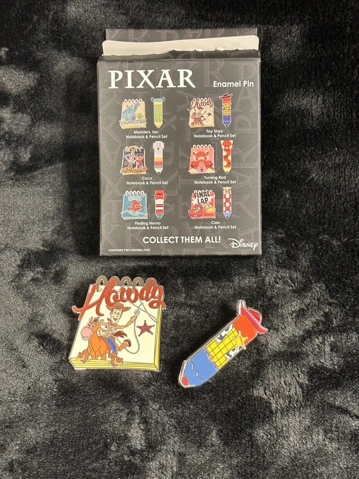 Pixar Disney Notebook Pencil Set Enamel Pin Blind Box Toy Story Woody New