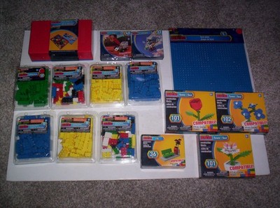 MAKE-IT BLOCKS LOT BUILDING BLOCKS/CASE/ BASE/FLOWERS/ HELICOPTER/CRANE NIB