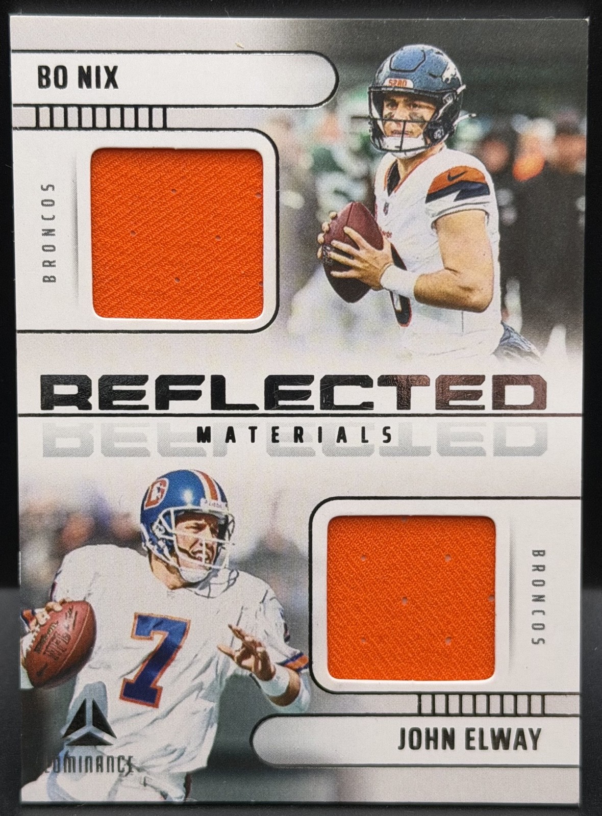 2025 Panini Luminance - Reflected Materials John Elway, Bo Nix #RFM-DEN (MEM)