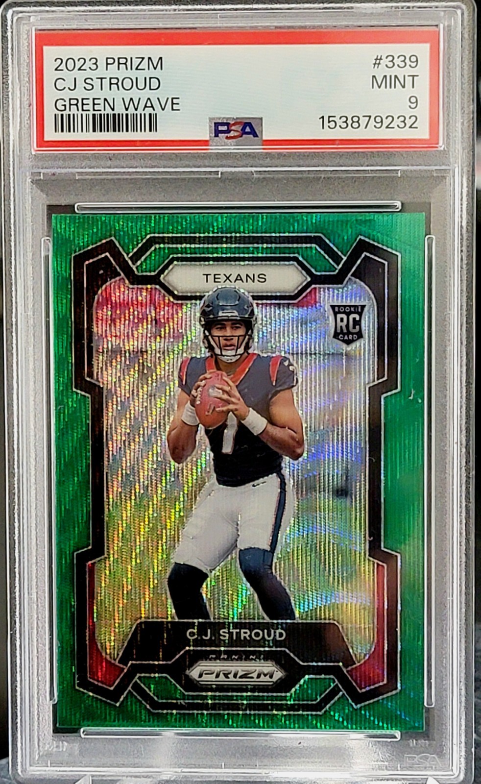 2023 Panini Prizm CJ Stroud RC Green Wave Rookie #339 Texans PSA 9