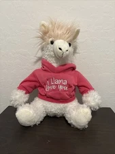 Llama Plush Stuffed Animal With A Pink Hoodie Soft And Huggable