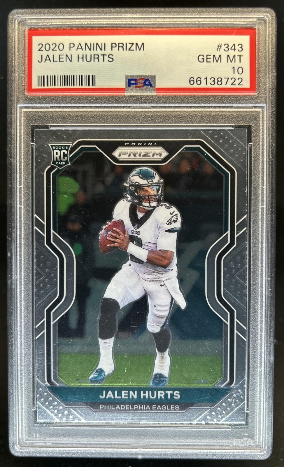 2020 Panini Prizm Jalen Hurts Rookie RC #343 Eagles PSA 10 GEM MINT view 1