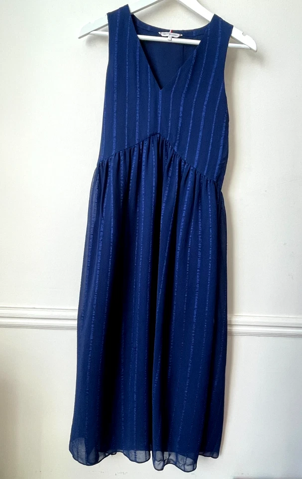 Robe Longue Bleu Tommy Hilfiger Taille 4 (34) Polyester H=120cm Superbe ! - Photo 1/4