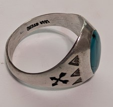 Vintage Sterling Silver Turquoise Ring Size 11.5   Southwest Navajo Style   7g