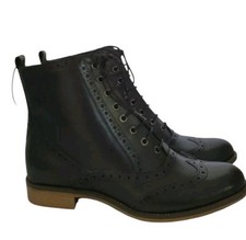 Anna Field CUERO Botas Negras con Cordones al Tobillo Mujer Talla EU 38 UK 5 REF TRS