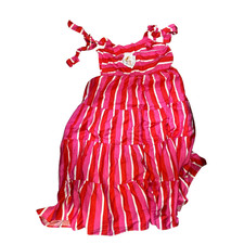 PrettyLittleThing Striped Maxi Dress Red Pink Tiered Tie Strap Size Small NWT