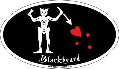 PIRATE - Blackbeard (Edward Teach) - Oval Full Color Decal/Sticker