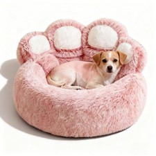 ZEAWIESVBYT PAW SHAPE DOG BED SOFT COTTON SLEEPING INDOORS - PINK 36"
