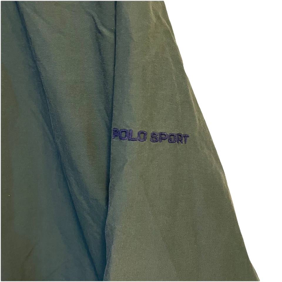 Chaqueta con Capucha Vintage Polo Ralph Lauren Cremallera Completa Talla XL Verde Forrada de Vellón Foto 4 de 4