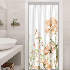 Stall Shower Curtain, Aesthetic Yellow and Pink Floral Shower Curtain Set Waterp