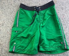 Hurley Vintage Board Shorts Verde Made in USA Taglia 30 Surf Costume da Bagno