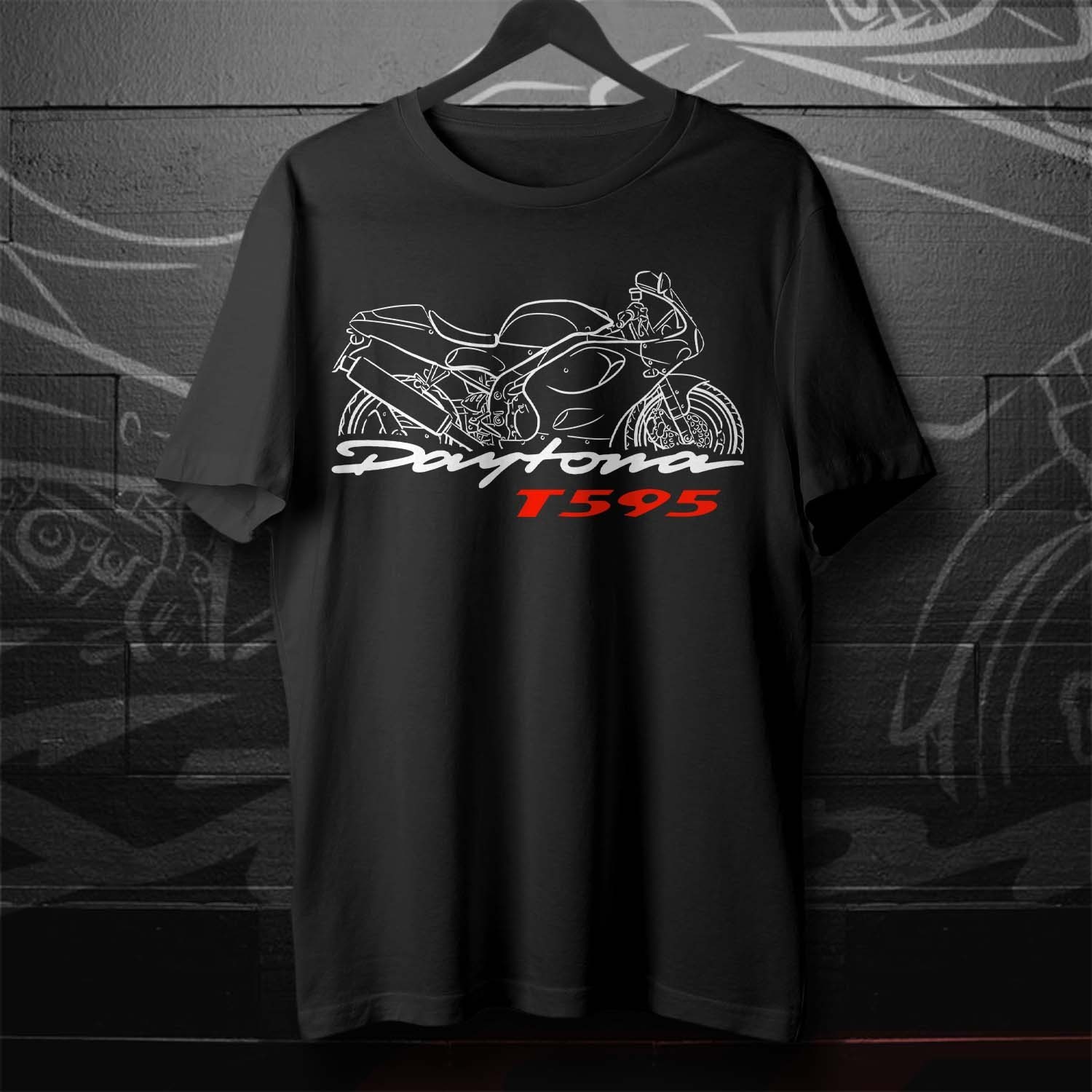 Biker T-Shirt for Fans of British T595 Daytona Motorcycle, Sportbike Riders